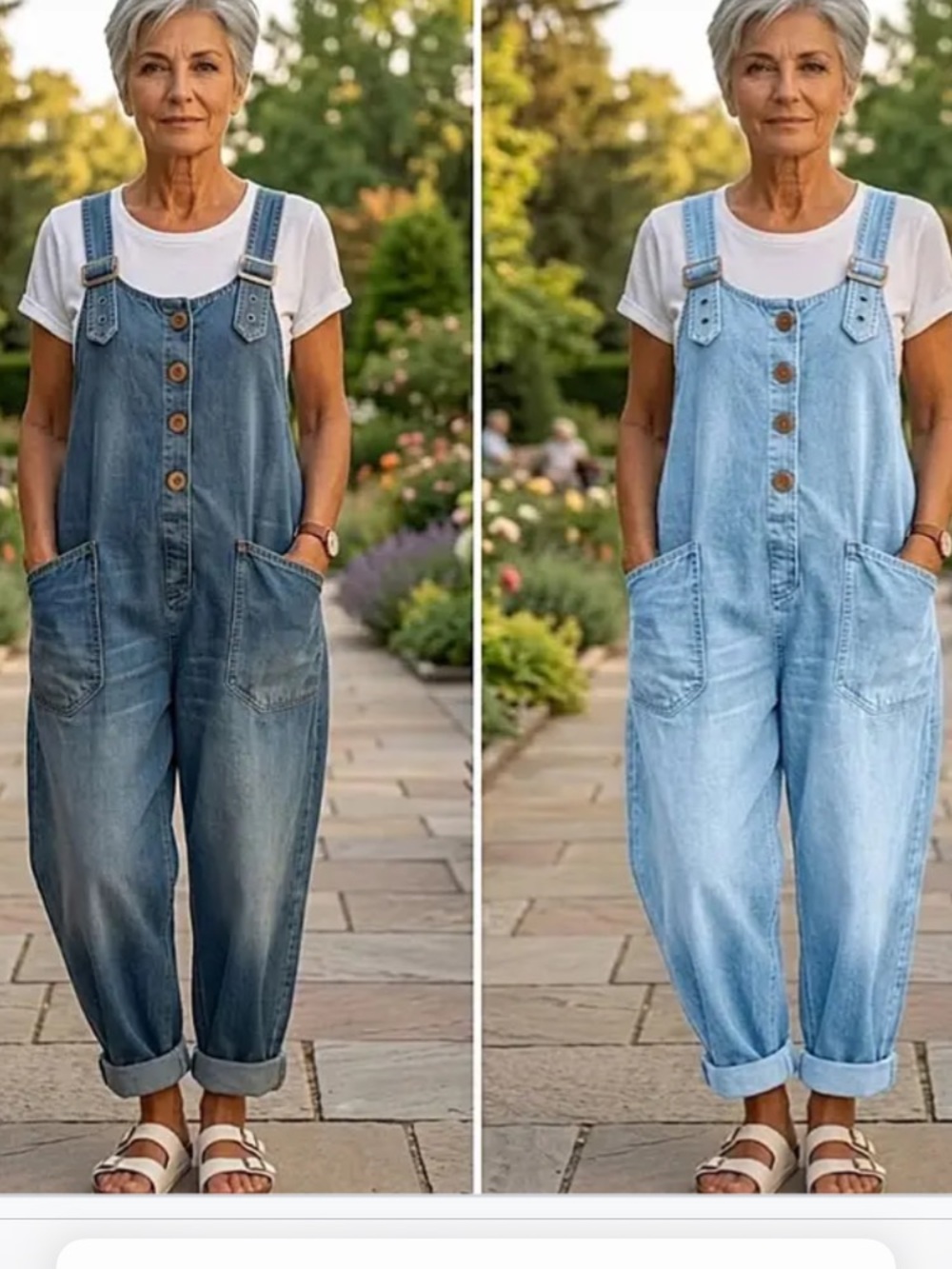 Classic Women's Denim Overalls - Light Blue / Medium Blue
